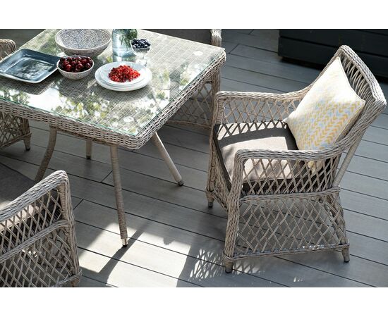 "Айриш" обеденная группа плетеная на 4 персоны, цвет бежевый, изображение 5 | Интернет магазин мебели и декора LifeDekor