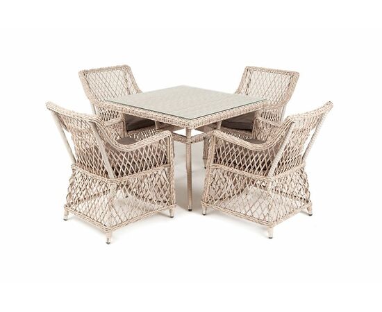 "Айриш" обеденная группа плетеная на 4 персоны, цвет бежевый, изображение 12 | Интернет магазин мебели и декора LifeDekor