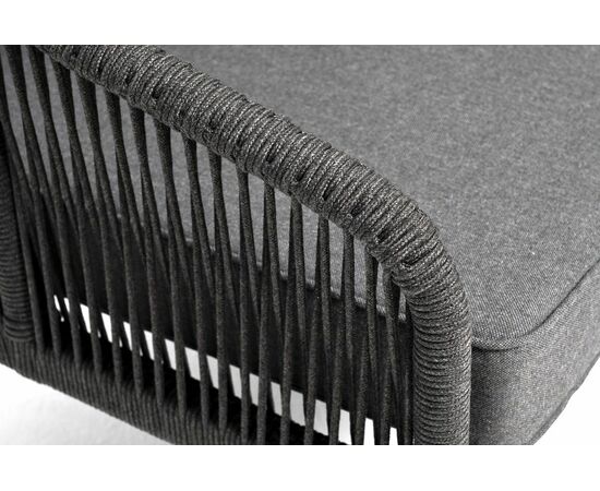 "Канны" диван модульный плетеный из роупа, каркас алюминий темно-серый (RAL7024), роуп темно-серый круглый, ткань темно-серая, изображение 4 | Интернет магазин мебели и декора LifeDekor