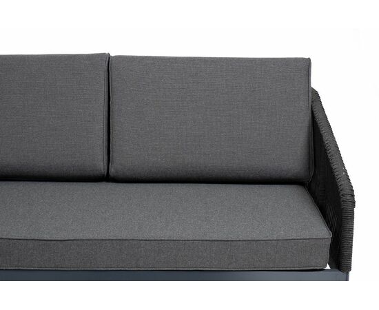 "Канны" диван модульный плетеный из роупа, каркас алюминий темно-серый (RAL7024), роуп темно-серый круглый, ткань темно-серая, изображение 5 | Интернет магазин мебели и декора LifeDekor