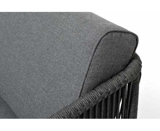 "Канны" диван модульный плетеный из роупа, каркас алюминий темно-серый (RAL7024), роуп темно-серый круглый, ткань темно-серая, изображение 6 | Интернет магазин мебели и декора LifeDekor