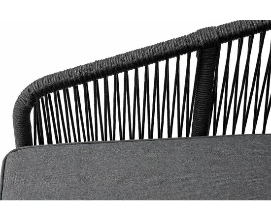 "Канны" диван модульный плетеный из роупа, каркас алюминий темно-серый (RAL7024), роуп темно-серый круглый, ткань темно-серая, изображение 7 | Интернет магазин мебели и декора LifeDekor