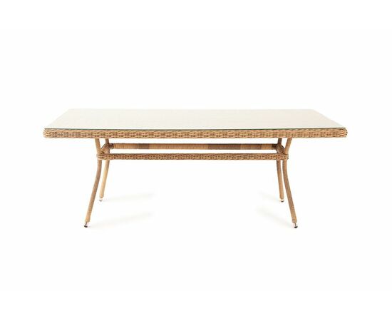 "Латте" плетеный стол из искусственного ротанга 200х90см, цвет соломенный, изображение 2 | Интернет магазин мебели и декора LifeDekor