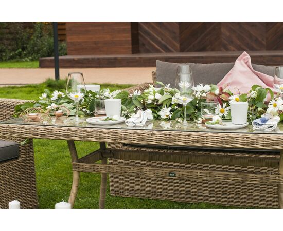 "Латте" плетеный стол из искусственного ротанга 200х90см, цвет соломенный, изображение 5 | Интернет магазин мебели и декора LifeDekor