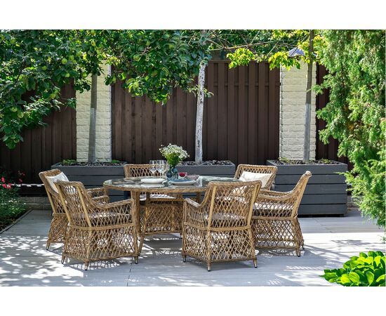 "Латте" плетеное кресло из искусственного ротанга, цвет соломенный, изображение 10 | Интернет магазин мебели и декора LifeDekor