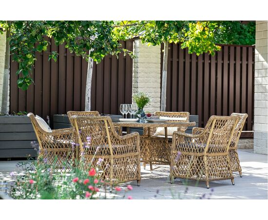 "Латте" плетеное кресло из искусственного ротанга, цвет соломенный, изображение 11 | Интернет магазин мебели и декора LifeDekor