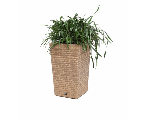 "Капучино" кашпо для цветов плетеное из искусственного ротанга, цвет соломенный, изображение 6 | Интернет магазин мебели и декора LifeDekor