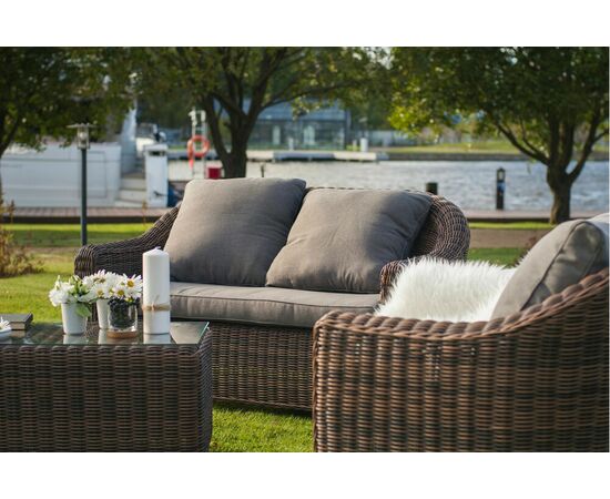 "Кон Панна" диван из искусственного ротанга двухместный, цвет коричневый, изображение 9 | Интернет магазин мебели и декора LifeDekor