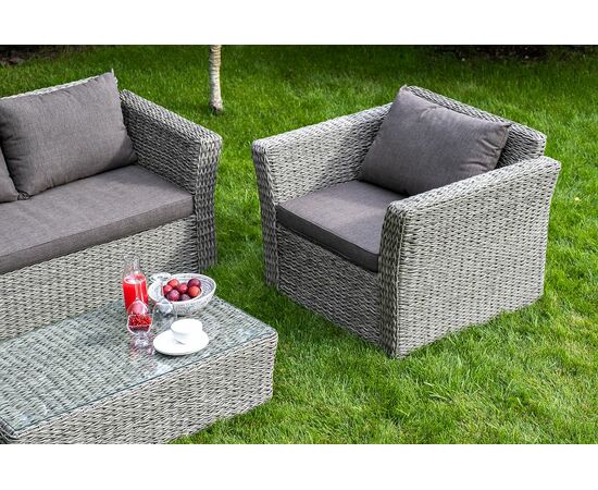 "Капучино" кресло из искусственного ротанга (гиацинт), цвет серый, изображение 7 | Интернет магазин мебели и декора LifeDekor