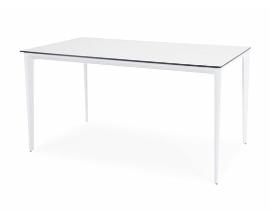 "Малага" обеденный стол из HPL 140х80см, цвет молочный, каркас белый, изображение 2 | Интернет магазин мебели и декора LifeDekor