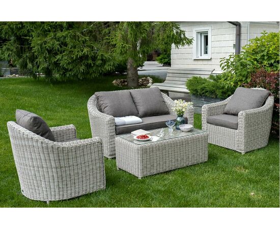 "Кон Панна" диван из искусственного ротанга двухместный, цвет бежевый, изображение 9 | Интернет магазин мебели и декора LifeDekor