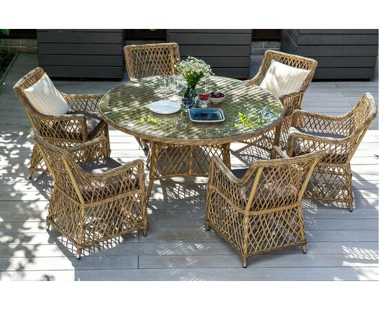 "Эспрессо–150 L" обеденная группа плетеная, цвет соломенный | Интернет магазин мебели и декора LifeDekor