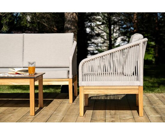 "Канны" лаунж-зона 4-местная из роупа со столиком "Канны" цвета "дуб", основание дуб, роуп бежевый, изображение 7 | Интернет магазин мебели и декора LifeDekor