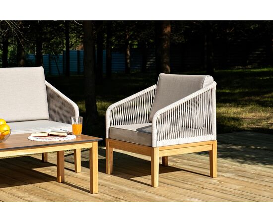 "Канны" лаунж-зона 4-местная из роупа со столиком "Канны" цвета "дуб", основание дуб, роуп бежевый, изображение 8 | Интернет магазин мебели и декора LifeDekor