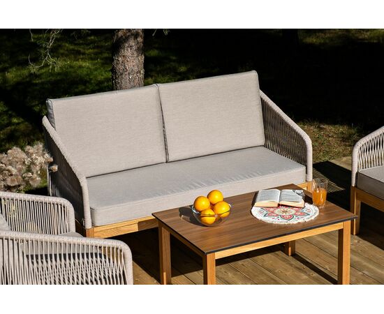 "Канны" лаунж-зона 4-местная из роупа со столиком "Канны" цвета "дуб", основание дуб, роуп бежевый, изображение 10 | Интернет магазин мебели и декора LifeDekor