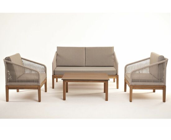 "Канны" лаунж-зона 4-местная из роупа со столиком "Канны" цвета "дуб", основание дуб, роуп бежевый, изображение 17 | Интернет магазин мебели и декора LifeDekor