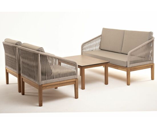 "Канны" лаунж-зона 4-местная из роупа со столиком "Канны" цвета "дуб", основание дуб, роуп бежевый, изображение 18 | Интернет магазин мебели и декора LifeDekor