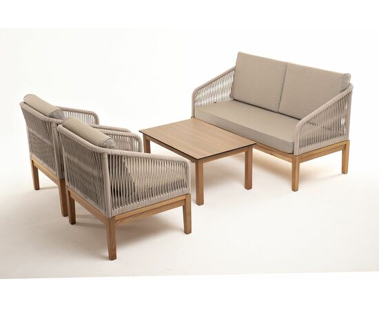 "Канны" лаунж-зона 4-местная из роупа со столиком "Канны" цвета "дуб", основание дуб, роуп бежевый, изображение 19 | Интернет магазин мебели и декора LifeDekor