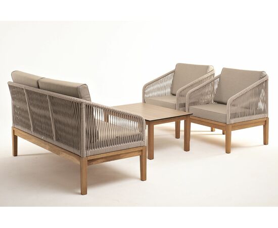 "Канны" лаунж-зона 4-местная из роупа со столиком "Канны" цвета "дуб", основание дуб, роуп бежевый, изображение 20 | Интернет магазин мебели и декора LifeDekor