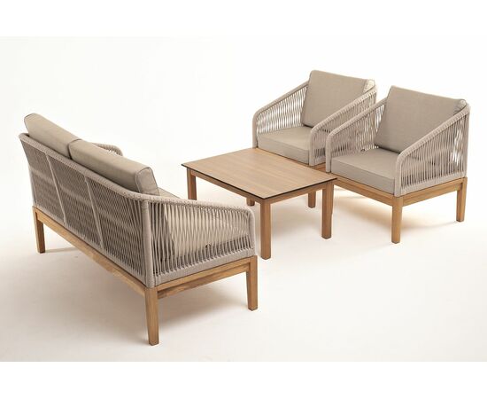 "Канны" лаунж-зона 4-местная из роупа со столиком "Канны" цвета "дуб", основание дуб, роуп бежевый, изображение 21 | Интернет магазин мебели и декора LifeDekor