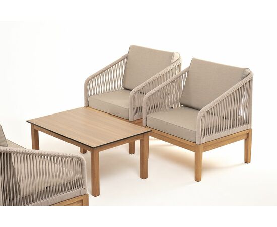 "Канны" лаунж-зона 4-местная из роупа со столиком "Канны" цвета "дуб", основание дуб, роуп бежевый, изображение 22 | Интернет магазин мебели и декора LifeDekor
