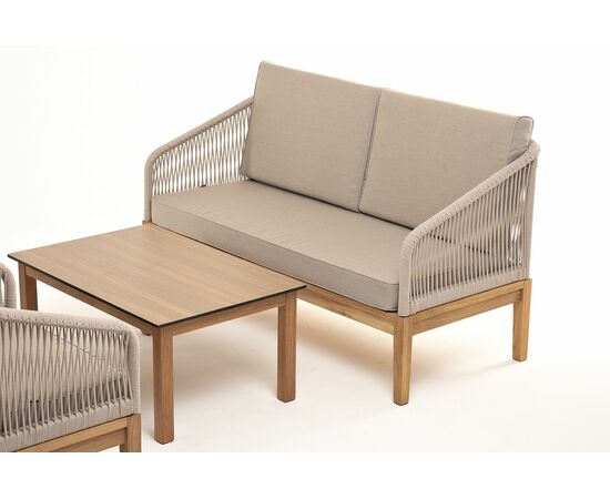 "Канны" лаунж-зона 4-местная из роупа со столиком "Канны" цвета "дуб", основание дуб, роуп бежевый, изображение 23 | Интернет магазин мебели и декора LifeDekor