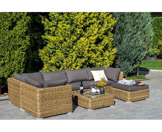 "Лунго" трансформирующаяся лаунж-зона из искусственного ротанга (гиацинт), цвет соломенный, изображение 4 | Интернет магазин мебели и декора LifeDekor