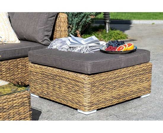 "Лунго" трансформирующаяся лаунж-зона из искусственного ротанга (гиацинт), цвет соломенный, изображение 9 | Интернет магазин мебели и декора LifeDekor