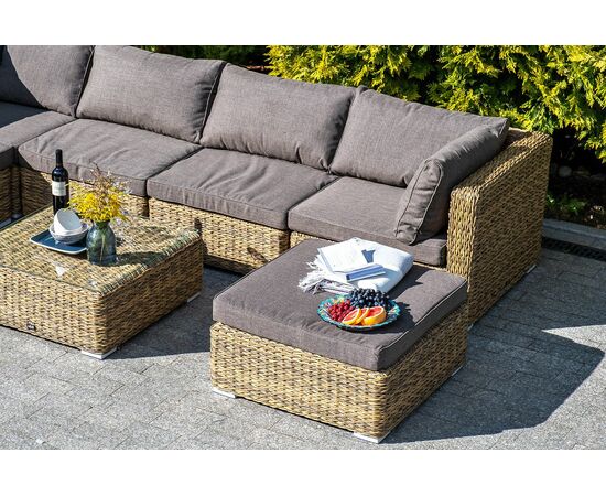 "Лунго" трансформирующаяся лаунж-зона из искусственного ротанга (гиацинт), цвет соломенный, изображение 14 | Интернет магазин мебели и декора LifeDekor