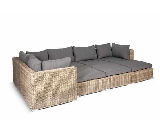 "Лунго" плетеная оттоманка с подушкой, цвет соломенный, изображение 3 | Интернет магазин мебели и декора LifeDekor