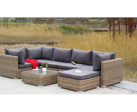 "Лунго" плетеная оттоманка с подушкой, цвет соломенный, изображение 6 | Интернет магазин мебели и декора LifeDekor