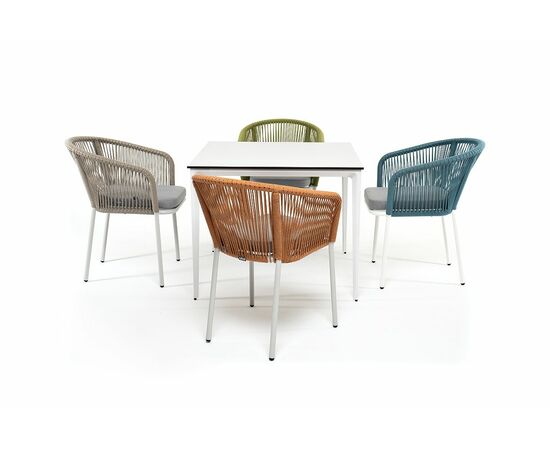 "Аркобалено" обеденная группа на 4 персоны со стульями "Марсель", каркас белый, роуп цветной, изображение 2 | Интернет магазин мебели и декора LifeDekor