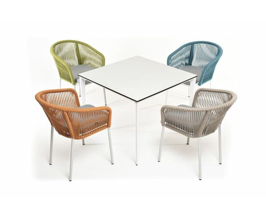 "Аркобалено" обеденная группа на 4 персоны со стульями "Марсель", каркас белый, роуп цветной, изображение 3 | Интернет магазин мебели и декора LifeDekor