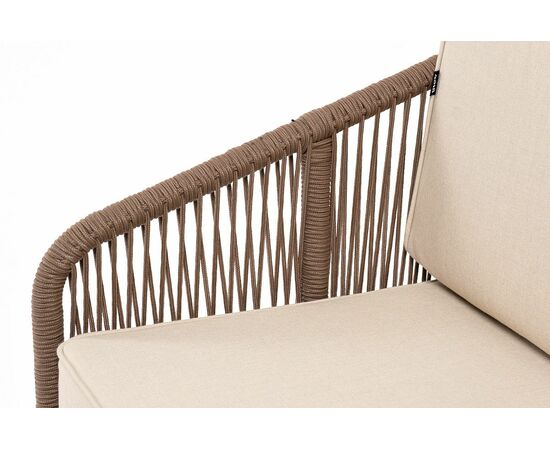 "Канны" лаунж-зона 4-местная из роупа со столом "Гранада" (серый гранит), основание дуб, роуп коричневый, ткань бежевая, изображение 6 | Интернет магазин мебели и декора LifeDekor