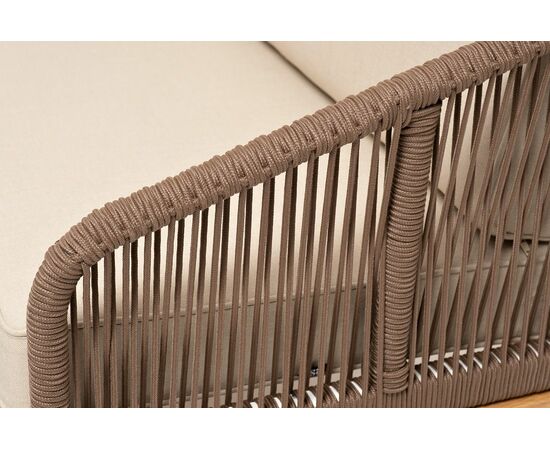 "Канны" лаунж-зона 4-местная из роупа со столом "Гранада" (серый гранит), основание дуб, роуп коричневый, ткань бежевая, изображение 8 | Интернет магазин мебели и декора LifeDekor