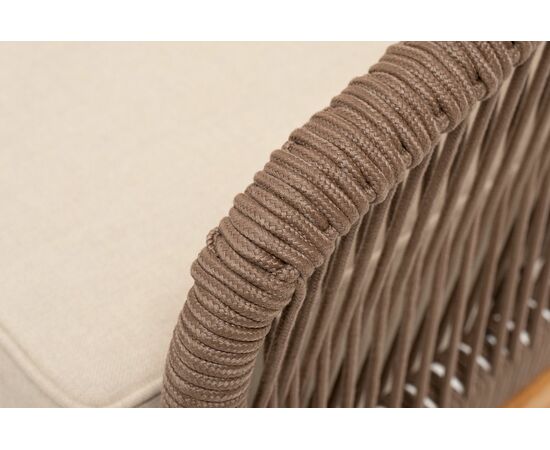 "Канны" лаунж-зона 4-местная из роупа со столом "Гранада" (серый гранит), основание дуб, роуп коричневый, ткань бежевая, изображение 10 | Интернет магазин мебели и декора LifeDekor