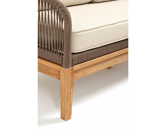 "Канны" лаунж-зона 4-местная из роупа со столом "Гранада" (серый гранит), основание дуб, роуп коричневый, ткань бежевая, изображение 11 | Интернет магазин мебели и декора LifeDekor