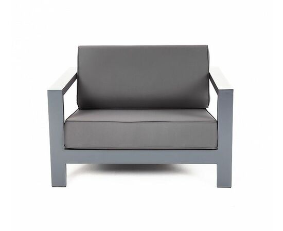 "Гранада" кресло алюминиевое, цвет темно-серый (RAL7024) муар, ткань темно-серая 027, изображение 2 | Интернет магазин мебели и декора LifeDekor