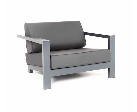 "Гранада" кресло алюминиевое, цвет темно-серый (RAL7024) муар, ткань темно-серая 027, изображение 3 | Интернет магазин мебели и декора LifeDekor