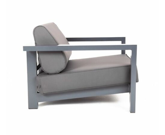 "Гранада" кресло алюминиевое, цвет темно-серый (RAL7024) муар, ткань темно-серая 027, изображение 4 | Интернет магазин мебели и декора LifeDekor