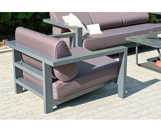 "Гранада" кресло алюминиевое, цвет темно-серый (RAL7024) муар, ткань темно-серая 027, изображение 6 | Интернет магазин мебели и декора LifeDekor