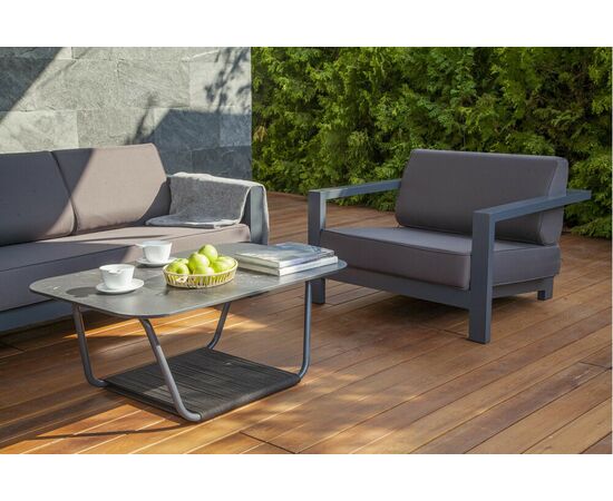 "Гранада" кресло алюминиевое, цвет темно-серый (RAL7024) муар, ткань темно-серая 027, изображение 9 | Интернет магазин мебели и декора LifeDekor