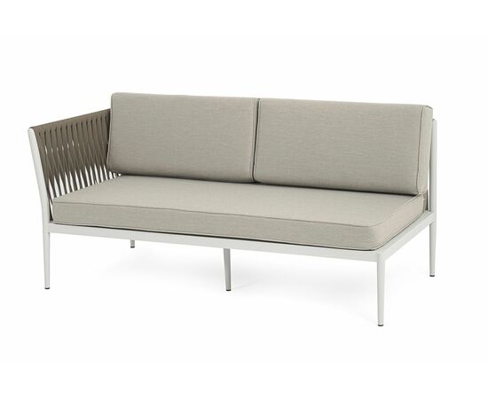 "Касабланка" правый модуль плетеный из роупа, каркас алюминий светло-серый (RAL7035) муар, роуп серо-коричневый 23мм, ткань бежевая 15052 | Интернет магазин мебели и декора LifeDekor