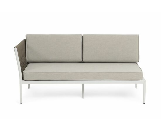 "Касабланка" правый модуль плетеный из роупа, каркас алюминий светло-серый (RAL7035) муар, роуп серо-коричневый 23мм, ткань бежевая 15052, изображение 2 | Интернет магазин мебели и декора LifeDekor