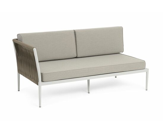 "Касабланка" правый модуль плетеный из роупа, каркас алюминий светло-серый (RAL7035) муар, роуп серо-коричневый 23мм, ткань бежевая 15052, изображение 3 | Интернет магазин мебели и декора LifeDekor