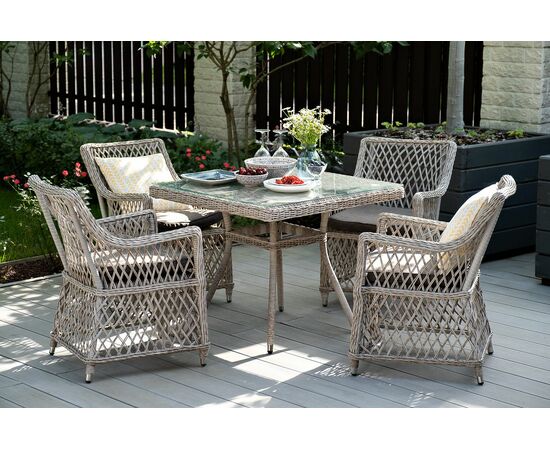 "Айриш" стол плетеный из искусственного ротанга, цвет бежевый, изображение 6 | Интернет магазин мебели и декора LifeDekor