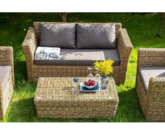 "Капучино" журнальный столик из искусственного ротанга (гиацинт), цвет соломенный, изображение 11 | Интернет магазин мебели и декора LifeDekor