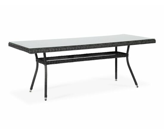 "Латте" плетеный стол из искусственного ротанга 200х90см, цвет графит, изображение 3 | Интернет магазин мебели и декора LifeDekor