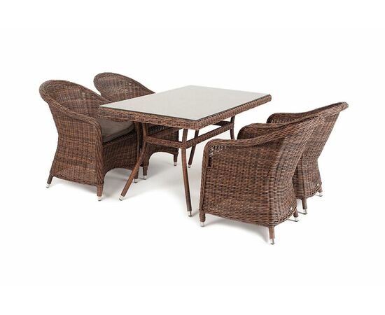 "Латте–140 R" обеденная группа плетеная, цвет коричневый | Интернет магазин мебели и декора LifeDekor