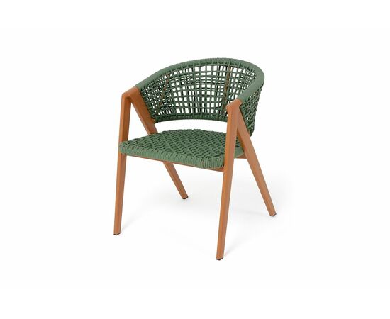 "Амстердам" стул плетеный из роупа, каркас алюминий, роуп зеленый круглый, ткань зеленая | Интернет магазин мебели и декора LifeDekor